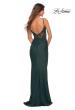 Picture of: Illusion Lace V Neck Top with Jersey Skirt Dress in Dark Emerald, Back Picture