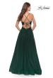 Picture of: Tulle Ball Gown with Side Cut Outs and High Slit in Dark Emerald, Style: 31347, Back Picture