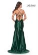 Picture of: Liquid Jersey Trumpet Gown with Draped Neckline in Dark Emerald, Style: 31397, Back Picture