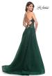 Picture of: A-Line Tulle Dress with Rhinestone Embellished Lace Applique in Dark Emerald, Style: 32022, Back Picture