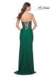 Picture of: Strapless Rhinestone and Beaded Illusion Top Dress with Lace Up Back in Dark Emerald, Style: 32245, Back Picture