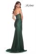 Picture of: Rhinestone Embellished Gown with Ruched Skirt in Dark Emerald, Style: 32316, Back Picture