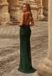 Picture of: Ruched Jersey Gown with Low Rhinestone Detail Back in Dark Emerald, Style: 33560, Back Picture