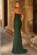Picture of: Strapless Ruched Jersey Gown with Lace Lining in Dark Emerald, Style: 33601, Back Picture