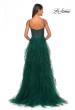 Picture of: Tulle A-Line Dress with Ruffle Skirt and Buster Rhinestone Fishnet Bodice in Dark Emerald, Style: 32233, Detail Picture 18