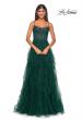Picture of: Tulle A-Line Dress with Ruffle Skirt and Buster Rhinestone Fishnet Bodice in Dark Emerald, Style: 32233, Detail Picture 19
