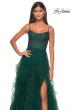 Picture of: Tulle A-Line Dress with Ruffle Skirt and Buster Rhinestone Fishnet Bodice in Dark Emerald, Style: 32233, Detail Picture 20