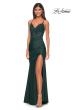 Picture of: Jersey Prom Dress with Illusion Sides and V Neckline in Dark Emerald, Style: 32139, Detail Picture 23