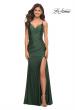 Picture of: Diagonal Ruched Jersey Gown with V Neckline in Dark Emerald, Detail Picture 1