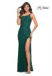 Picture of: One Shoulder Long Lace Prom Dress with Open Back in Green, Style: 30441, Detail Picture 1