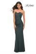 Picture of: Sweetheart Strapless Gown with Side Ruching in Dark Emerald, Detail Picture 1