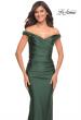 Picture of: Off the Shoulder Prom Dress with Ruching in Dark Emerald, Style: 30631, Detail Picture 1