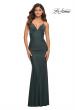 Picture of: Prom Dress with Illusion Lace Sides and Ruching in Dark Emerald, Detail Picture 1