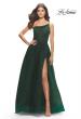 Picture of: One Shoulder A-Line Tulle Gown with Sheer Bodice in Dark Emerald, Style: 31069, Detail Picture 1