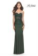 Picture of: Sweetheart Strapless Jersey Gown with Lace Sheer Bodice in Dark Emerald, Style: 31180, Detail Picture 1