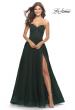 Picture of: Illusion Bodice A-line Gown with Boning and Defined Cups in Dark Emerald, Style: 31205, Detail Picture 1