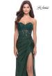 Picture of: Sheer Lace Applique Bodice Dress with Jersey Skirt in Dark Emerald, Style: 31343, Detail Picture 1