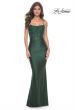 Picture of: Ruched Jersey Dress with Illusion Corset Lace Top in Dark Emerald, Style: 31857, Detail Picture 1