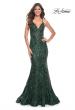 Picture of: Mermaid Print Sequin Dress with Lace Up Open Back in Dark Emerald, Style: 31943, Detail Picture 1