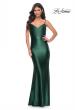 Picture of: Chic Stretch Satin Gown with V Neckline and Ruching in Green, Style: 32075, Detail Picture 1