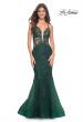 Picture of: Mermaid Tulle and Lace Dress with Strappy Back in Dark Emerald, Style: 32305, Detail Picture 1