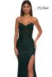 Picture of: Intricate Ruched Corset Bodice Prom Dress with Jersey Skirt in Dark Emerald, Style: 32971, Detail Picture 1