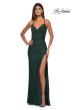 Picture of: Simple Prom Dress with Side Ruching and Lace Up Back in Dark Emerald, Style: 33103, Detail Picture 1