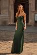 Picture of: Strapless Mesh Evening Gown with Ruching and Sheer Beaded Back in Dark Emerald, Style: 33431, Detail Picture 1