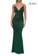 Picture of: Satin Fitted Gown with Gathered Bodice and Spaghetti Straps in Dark Emerald, Style: 33421, Detail Picture 28