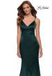 Picture of: Chic Long Stretch Satin Gown with V Neck and Back in Dark Emerald, Style 29960, Detail Picture 2