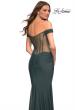 Picture of: Luxe Off the Shoulder Gown with Mesh Side and Back Panels in Dark Emerald, Detail Picture 2
