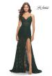 Picture of: Romper Stretch Lace Dress with Sheer Skirt and Bodice in Dark Emerald, Style: 31252, Detail Picture 2