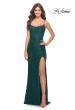 Picture of: Simple Stretch Lace Dress with Slit in Dark Emerald, Style: 31259, Detail Picture 2
