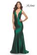 Picture of: Trumpet Liquid Jersey Dress with Deep V Mesh Neckline in Dark Emerald, Style: 31377, Detail Picture 2