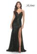Picture of: Long Sequin Gown with Dramatic Flare Skirt and Slit in Dark Emerald, Style: 31140, Detail Picture 3