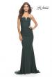 Picture of: Elegant Ruched Strapless Gown with Deep V in Dark Emerald, Style: 31226, Detail Picture 3
