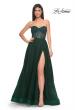 Picture of: A-Line Tulle Prom Dress with Rhinestone Fishnet Bodice in Dark Emerald, Style: 32216, Detail Picture 3