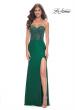 Picture of: Strapless Rhinestone and Beaded Illusion Top Dress with Lace Up Back in Dark Emerald, Style: 32245, Detail Picture 3