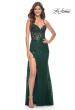 Picture of: Long Tulle Gown with Stunning Beaded Lace Applique Details in Dark Emerald, Style: 32307, Detail Picture 3