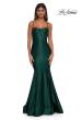 Picture of: Chic Stretch Satin Gown with Corset Top and Flare Skirt in Dark Emerald, Style: 32555, Detail Picture 3