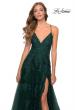 Picture of: Tulle Prom Dress with Floral Detail and Side Slit in Dark Emerald, Style: 28985, Detail Picture 4
