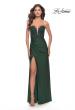 Picture of: Long Dress with Jersey Skirt and Lace Illusion Bodice in Dark Emerald, Style: 31182, Detail Picture 4