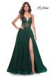 Picture of: Tulle A-Line Gown with Sheer and Beaded Lace Detail in Dark Emerald, Style: 31471, Detail Picture 4