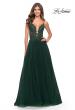 Picture of: A Line Tulle Gown with Lace Bodice and V Back in Dark Emerald, Style: 31507, Detail Picture 4