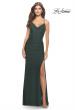 Picture of: Ruched Jersey Dress with Lace Up Back in Dark Emerald, Style: 31572, Detail Picture 4