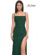 Picture of: Bustier Net Jersey Prom Dress with Ruching and High Slit in Dark Emerald, Style: 32161, Detail Picture 4
