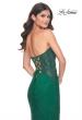 Picture of: Strapless Rhinestone and Beaded Illusion Top Dress with Lace Up Back in Dark Emerald, Style: 32245, Detail Picture 4