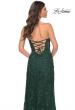 Picture of: Jewel Tone Embroidered Lace Fitted Prom Dress with Lace Edge Slit in Green, Style: 32437, Detail Picture 4