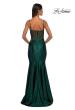 Picture of: Chic Stretch Satin Gown with Corset Top and Flare Skirt in Dark Emerald, Style: 32555, Detail Picture 4