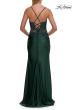 Picture of: Rhinestone Lace Corset Gown with Slit and Crisscross Lace-Up Back in Dark Emerald, Style: 33769, Detail Picture 4